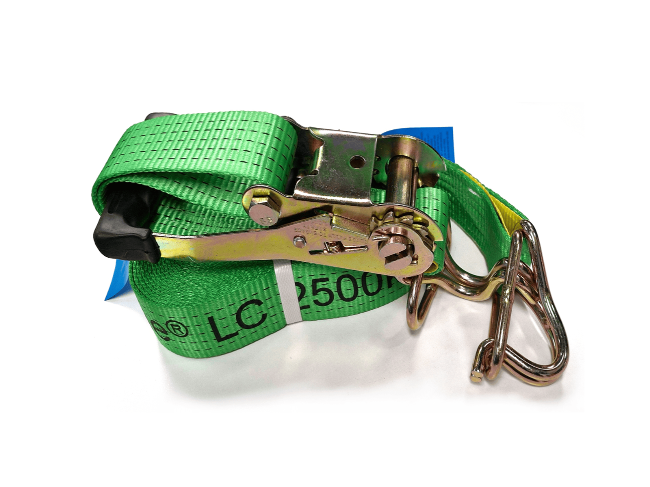 green 9m long ratchet strap loadbinder rated for 2.5 tonne
